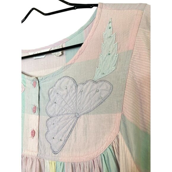 Vtg Nightgown Large Pastel Cotton Prairie Cottagecore Patchwork Dolly - Picture 9 of 16